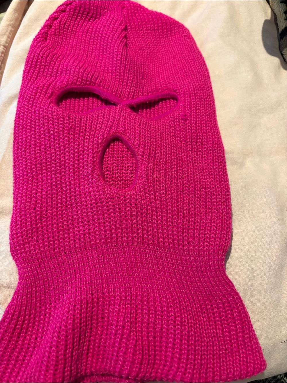 Bright Pink Knit Balaclava Hood - Women's Sweater Accessory
